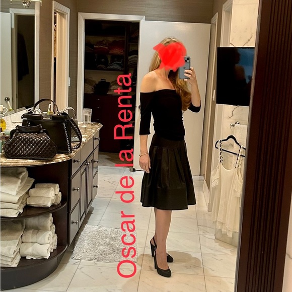 Oscar de la Renta leather midi skirt - NWOT - Picture 5 of 5